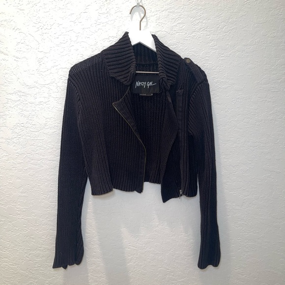 Black Ribbed Knit Jacket - Picture 3 of 6